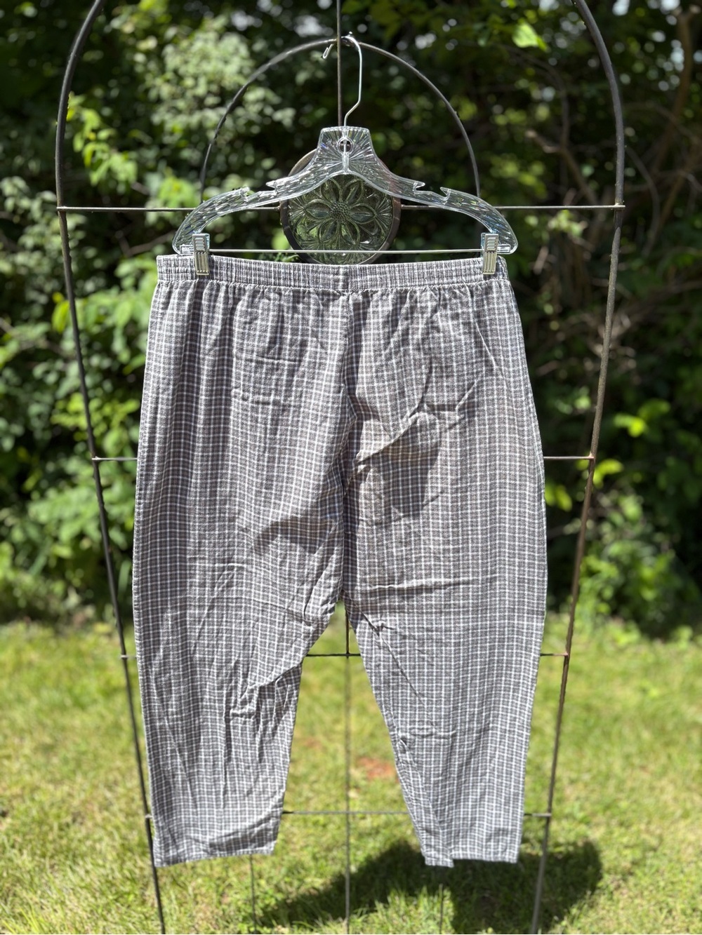 Puritan Gray Plaid Elastic Waist Lounge Sleep Pants 100% Cotton Men's Large Soft - Picture 6 of 14
